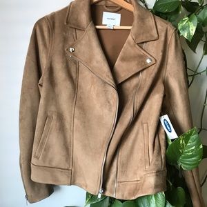 Old navy suede Moto jacket. Color: tan, size S